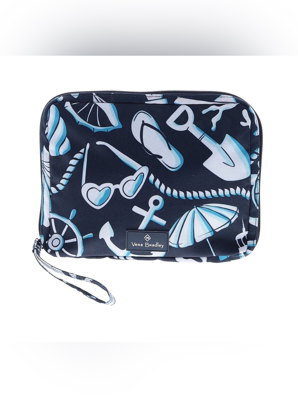 Vera Bradley Navy Cosmetic Carrycase with Light Blue & White Nautical Motifs